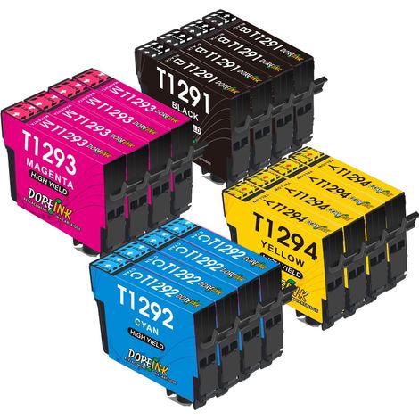 Multipack pour Epson T1291 T1292 T1293 T1294 Cartouche d'encre pour Epson Stylus SX235W SX425W SX435W SX445W SX525WD SX535WD Stylus Office BX635FWD BX625FW Workforce WF-3520 WF-7515 (1/5)