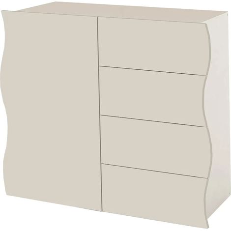 Madia Salvaspazio 1 Anta 4 Cassetti Credenza Legno Beige Cachemire (1/4)