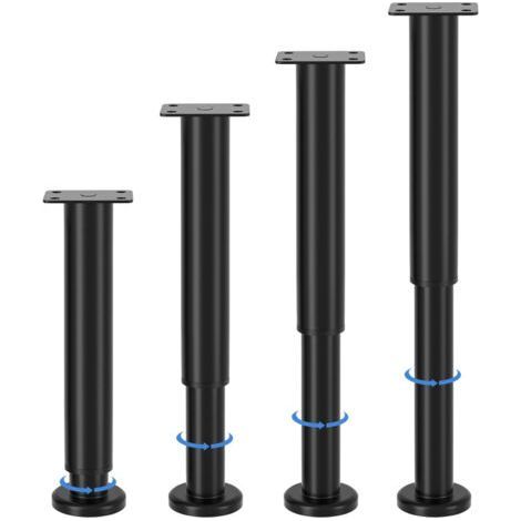 pieds de meubles réglables, hauteur ajustable de 25 à 42 cm, pieds de meubles en métal noir, pour armoires, meubles TV, lits, canapés, tables de chevet, chaises, meubles de salle de bain (1/5)