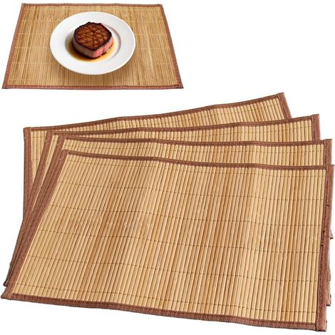 Lot de 4 sets de table en bambou napperons en bois pour table de cuisine salle a manger et decoration de fete (1/5)