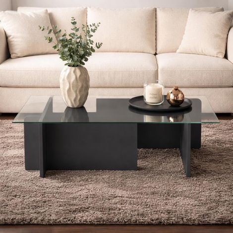 Couchtisch Glas Anthrazit Opal 105x65 cm