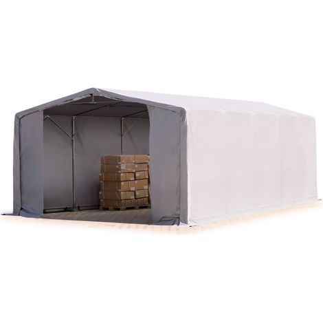 TOOLPORT Carpa almacén 8x10 m carpa industrial con 4m de altura lateral PVC 850 N 100% impermeable gris
