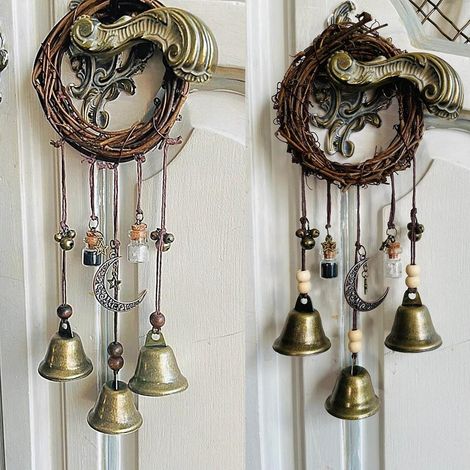Poignée de porte protectrice en forme de cloche de sorcière, carillon éolien suspendu en cristal, bénédiction de sorcière, décoration pour la maison ou la chambre, image, taille unique, couleur (1/5)
