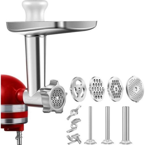 1 Set mit Fleischwolf-Aufsatz aus Metall für KitchenAid Küchenmaschinen, inklusive Fleischwolf-Aufsatz