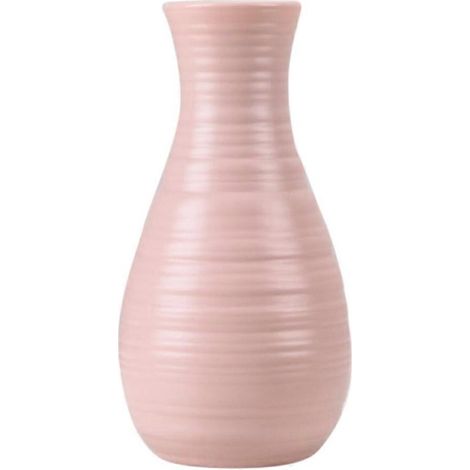 Vase en plastique rose, forme originale, 20 cm x 10,5 cm, imitation céramique, idéal pour la décoration intérieure. (1/5)