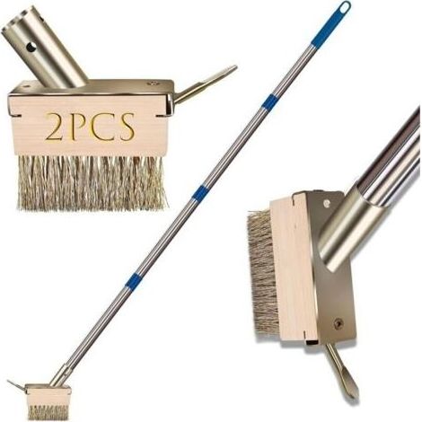 Brosse pour enlever la mousse des joints, adaptée aux terrasses en béton et aux pavés extérieurs, avec 2 têtes de brosse métallique (sans manche). (1/5)