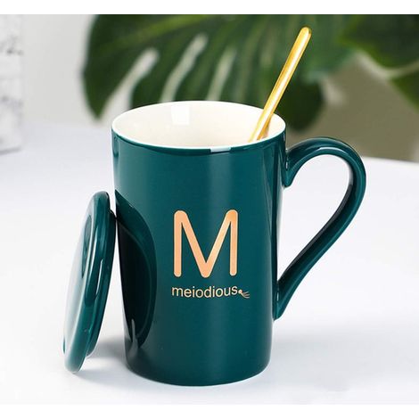 Mug avec initiale, mug en porcelaine fine pour la maison, le bureau et les cadeaux personnalisés M (1/5)