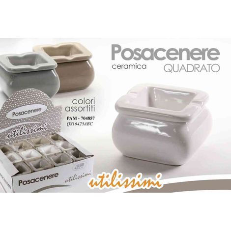 Posacenere Portacenere antivento in ceramica quadrata Vari Colori 7x7x5h cm
