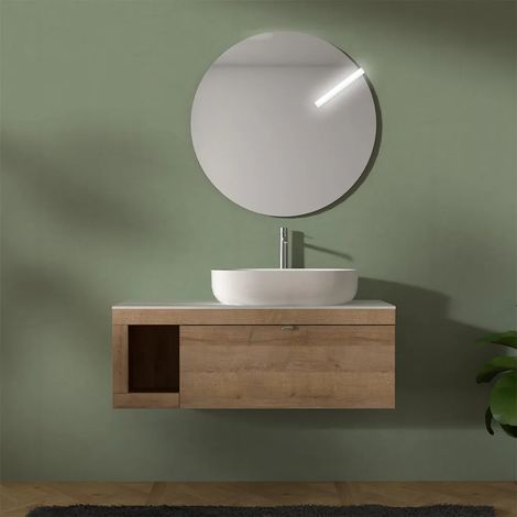 Mobile bagno portalavabo sospeso 110 cm miele con top carrara Maya (1/5)