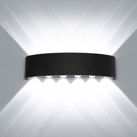 12-W-LED-Wandleuchte für den Innenbereich, Schwarz, Moderne Wandleuchte, Wasserdichte Aluminium-Außenwandleuchte, Spotleuchte mit nach oben/unten gerichtetem Licht für Wohnzimmer, Schlafzimmer, Flur, 