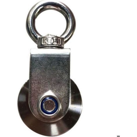 2pcs Poulies en acier inoxydable 304 – Double poulie 700kg – Pour corde (1-8mm) – U-shaped, avec anneau de suspension (1/4)