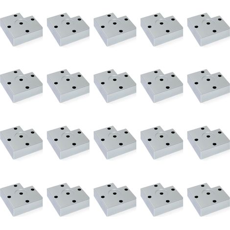Emuca Lote de 20 pies para muebles Alumix 7, altura 15mm, Plástico, Pintado aluminio (1/5)