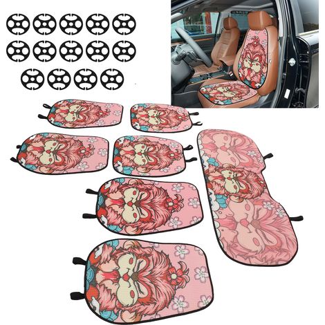 Set mit 7 Autositzkissen mit rosa Affenmotiv (extra groß) (1/5)
