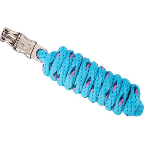 Corde de guidage pour cheval,Tricot d'attache dans différents designs élégants,Laisse de guidage, corde de liaison poney, âne, chèvre avec crochet de panique (lac, bleu, crochet de panique) (1/5)