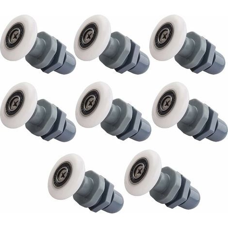 Set di 8 rulli per porta doccia, rulli da 25 mm, rulli per porte scorrevoli, adatti a porte in vetro di circa 4-6 mm di spessore. (1/5)