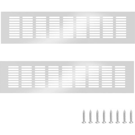 2 pièces Argent Alliage D'aluminium Grille D’aération 80 x 400 mm Grille de Ventilation Murale Anti-insectes Rectangulaire Grille Perforée Rectangulaire Aluminium (1/5)
