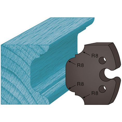 Diamwood Jeu de 2 Contre-fers Profilés Acier Congé et Quart de Rond - Ht. 48 x 5,3 mm - Entraxe 24 mm - Pour Porte-Outils Hauteur 50 Compatible (1/2)