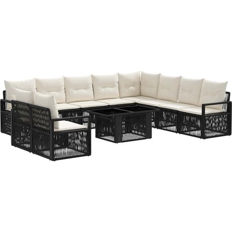 Ensemble de canapé de jardin 11 pc Noir et blanc crème vidaXL (1/5)