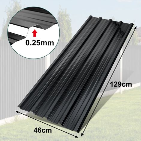 Randaco Kit de toiture en tôle ondulée, 24 panneaux 115 x 45 cm, surface lisse, anthracite, pour dépendance et poulailler (1/5)