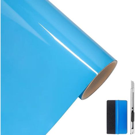 Hochglanz Vinyl Folie Himmelblau 50x150cm mit Luftkanal, blasenfrei, UV-beständig (1/5)