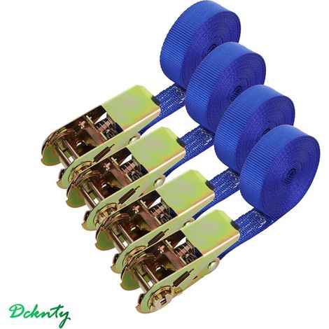 4 Pcs Sangle à Cliquet, Sangle a Cliquet 6M x 25MM pour Moto, Voiture, Vélo, Remorque, Capacité de 800 kg,Partie Sangles d'arrimage (1/5)