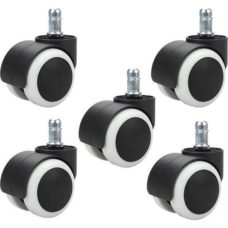 Set mit 5 Bürostuhlrollen (48 mm), Ersatz-Drehrollen für Computerstühle, Standard-Schaft 11 mm x 20 mm, kratzfest und (1/5)