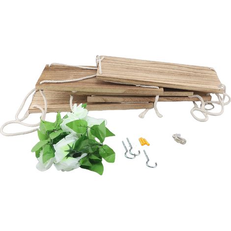 Étagères Flottantes Suspendues Corde Bohème Bois 5 Niveaux – Murale avec Lumières Fleurs Artificielles Plantes (1/4)