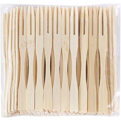 Ensemble de 200 couverts jetables en bambou – Inclut des mini-fourchettes, des piques en bambou et des cure-dents (1/4)