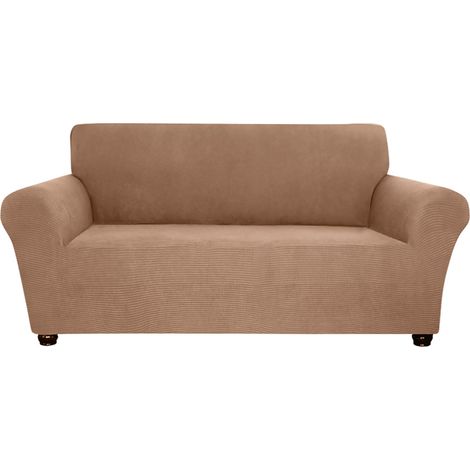 Funda elástica para sofá de 2 plazas, de spandex suave y antideslizante, lavable, ideal para sala de estar, perfecta para niños y mascotas (Camel). (1/5)