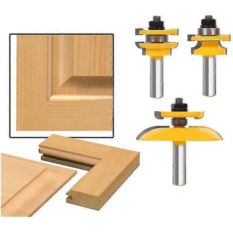 Ensemble de 3 fraises à rail et lame de 1/2 pouce pour panneaux et armoires, outils électriques, couteau à porte (1/5)