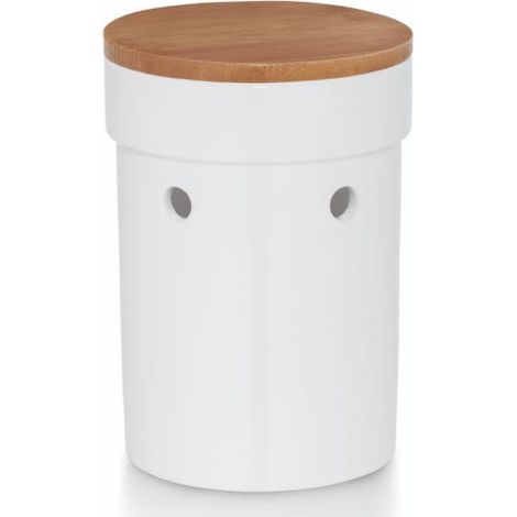 Zwiebelbehälter aus Keramik (Kela Salena) mit Bambusdeckel, Durchmesser 13,5 x 21 cm