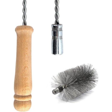 HOLZBRINK Schubstange Kesselstab STARR Öse M12 Länge 100cm + 100 mm Heizkesselbürste Kesselbürsten Ofenbürste Ofenrohr reinigen Reinigungsbürste
