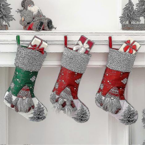 Weihnachtsstrümpfe mit Anhänger, Weihnachtsmann, Schneemann, dekorative Weihnachtsstrümpfe, Christbaumschmuck, Socken zum Aufhängen für Kinder