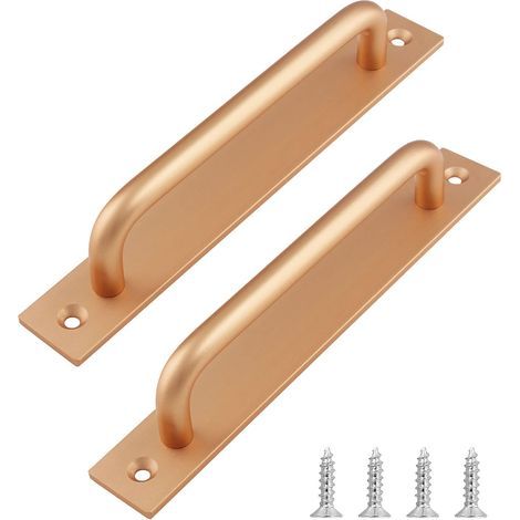 Zweiteiliger Schiebetürgriff, 148 mm lang, mit Rosette, aus Aluminiumlegierung, geeignet für Möbel, goldfarben, mit Schrauben (1/5)