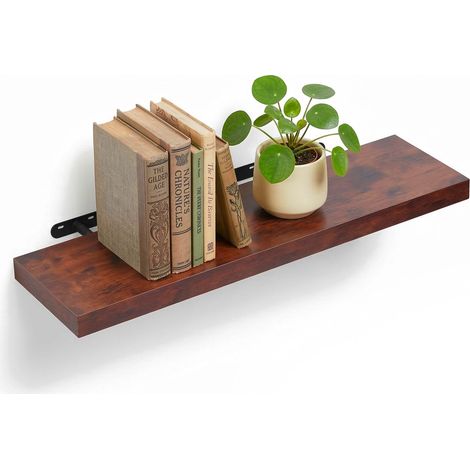 Relaxdays Wandregal, HxBxT: 4 x 100 x 23 cm, Holzoptik & Metall, Bücher, Deko, Wandbrett Wohnzimmer, Flur, braun/schwarz