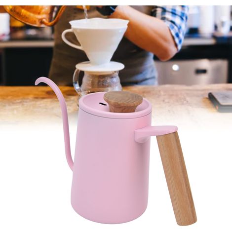 Filterkaffeemaschine aus rosafarbenem Edelstahl mit integriertem Filter, feinem Wasserdurchfluss, schwanenförmigem Design, kompakter Größe, 600 ml (1/5)