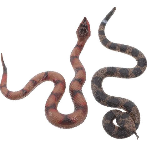 Jouet serpent en caoutchouc réaliste pour farces, lot de 2 figurines de serpent à sonnette souples et réalistes
