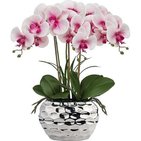 Künstliche Orchideen Phalaenopsis 44cm Rosa Deko Bonsai Keramiktopf (1/5)