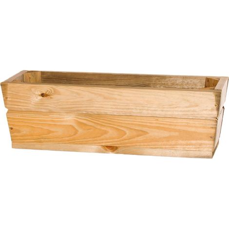 Jardinera de madera trapecio para jardín Madera de pino tratada 60x20x19cm (1/5)