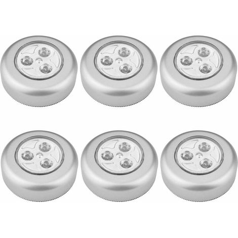 royaluxe - Lampes LED Autocollants à Piles, Lampe LED Éclairage de Nuit Autocollant Alimenté par 3 Piles/Batteries pour Penderie/Placard/Étagère/Entrée/Cuisine/Passage 6 pièces- (1/5)