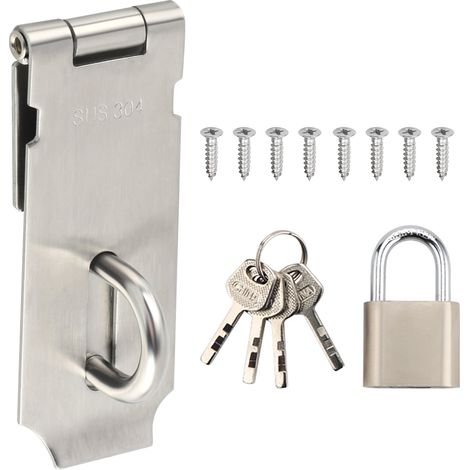 Verrou Porte Exterieur Loquet Porte avec Cadenas, 4 Pouces Brossé (1/5)
