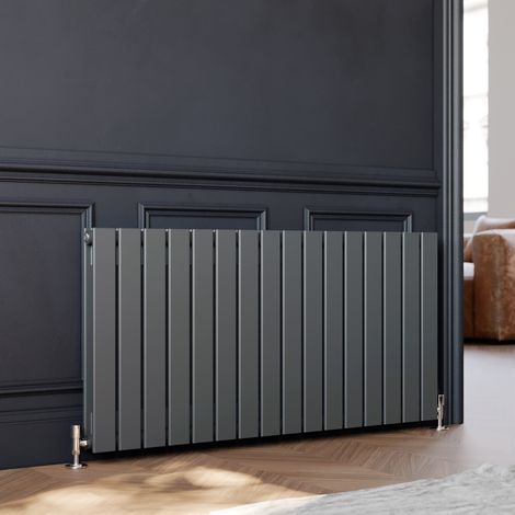 ELEGANT Anthracite Designer Radiator Horizontal Flat Panel Radiator 600x1216mm, Double Flat Panel (1/5)