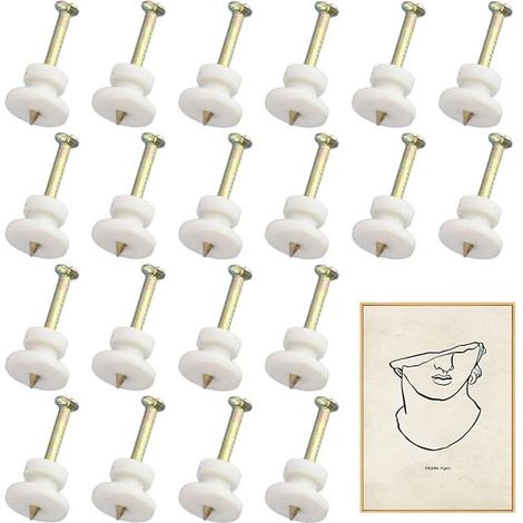 20 Pièces Crochet Mural Accroche Tableau Sans Percer Fixation Murale Sans Percer Crochets Muraux pour Cadre Photo Clous Mural pour Suspendre pour Accrocher des Tableaux (1/5)