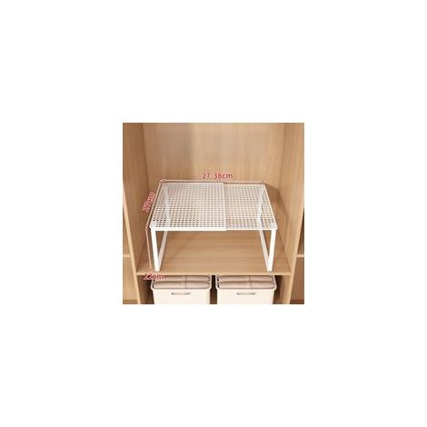 Ripiano estensibile per armadio, mobile contenitore multilivello con ripiani, scarpiera, non richiede forature per risparmiare spazio, bianco, dimensioni ridotte. (1/5)