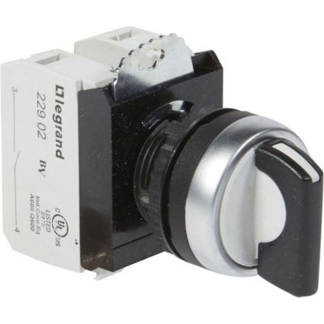 Bouton tournant non lumineux à manette IP69 Osmoz complet - 3 positions rappel centre - LEGRAND