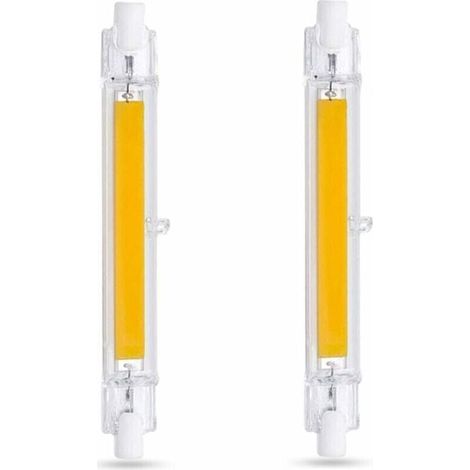 Ampoule LED R7S 118mm 10W BlaChaud 3000K, 1000LM, Équivalent Lampe Halogène R7S J118 80W 100W, Non-dimmable, Ampoule R7S 118mm Slim COB LED pour Applique Murale/Lampadaire, lot de 2 [Classe (1/4)