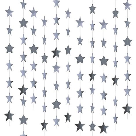 Guirnalda colgante de estrellas de papel de 65 pies - Decoración para bodas, fiestas, Navidad y cumpleaños, 20 m (plateada)