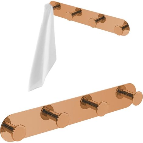 PERCHA PARA TOALLAS, gancho autoadhesivo cuádruple redondeado, oro rosa (1/3)