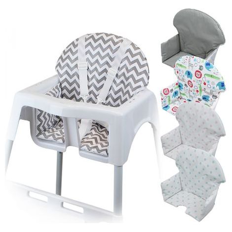 Housse d'assise pour chaise haute bébé Délice – Zig Zag gris – Anti-transpirante et lavable en machine – Passages pour harnais 3 points – Monsieur Bébé (1/5)
