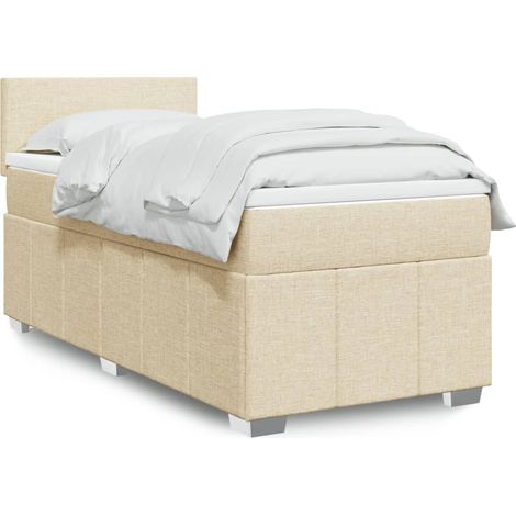 Boxspringbett mit Matratze Creme 90x200 cm Stoff vidaXL (1/5)